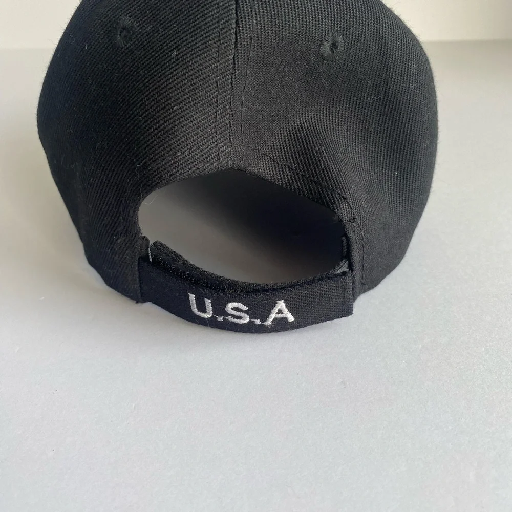 US Air Force Veteran Cap Hat Black Military USA Red White Blue‎ Flag Adjustable